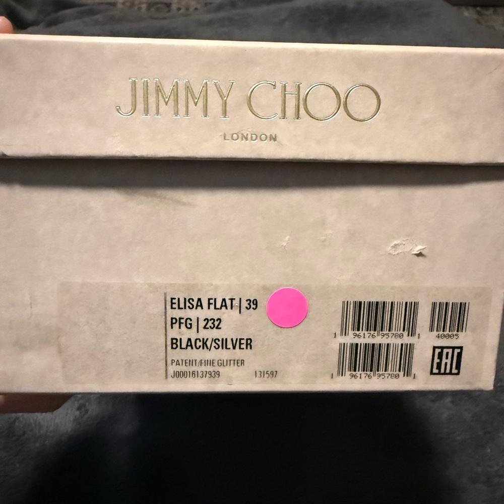 Jimmy Choo Glitter Silver and Black Elisa Flats - brand new - Picture 12 of 13